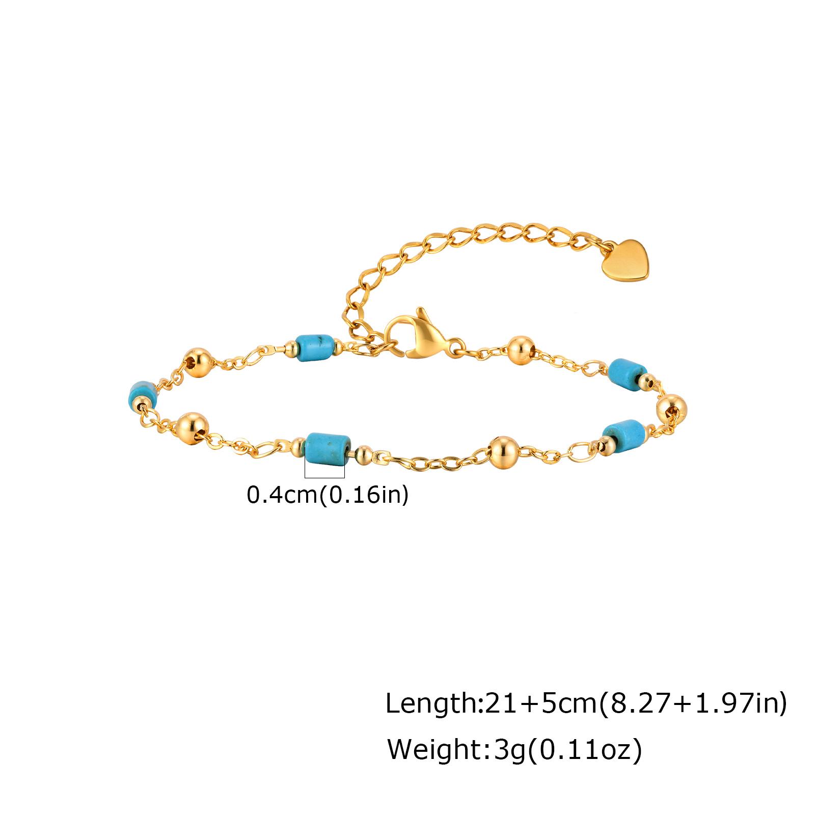 

Handmade Turquoise Bead Anklet for Women, Adjustable Summer Beach Boho Style Foot Jewelry