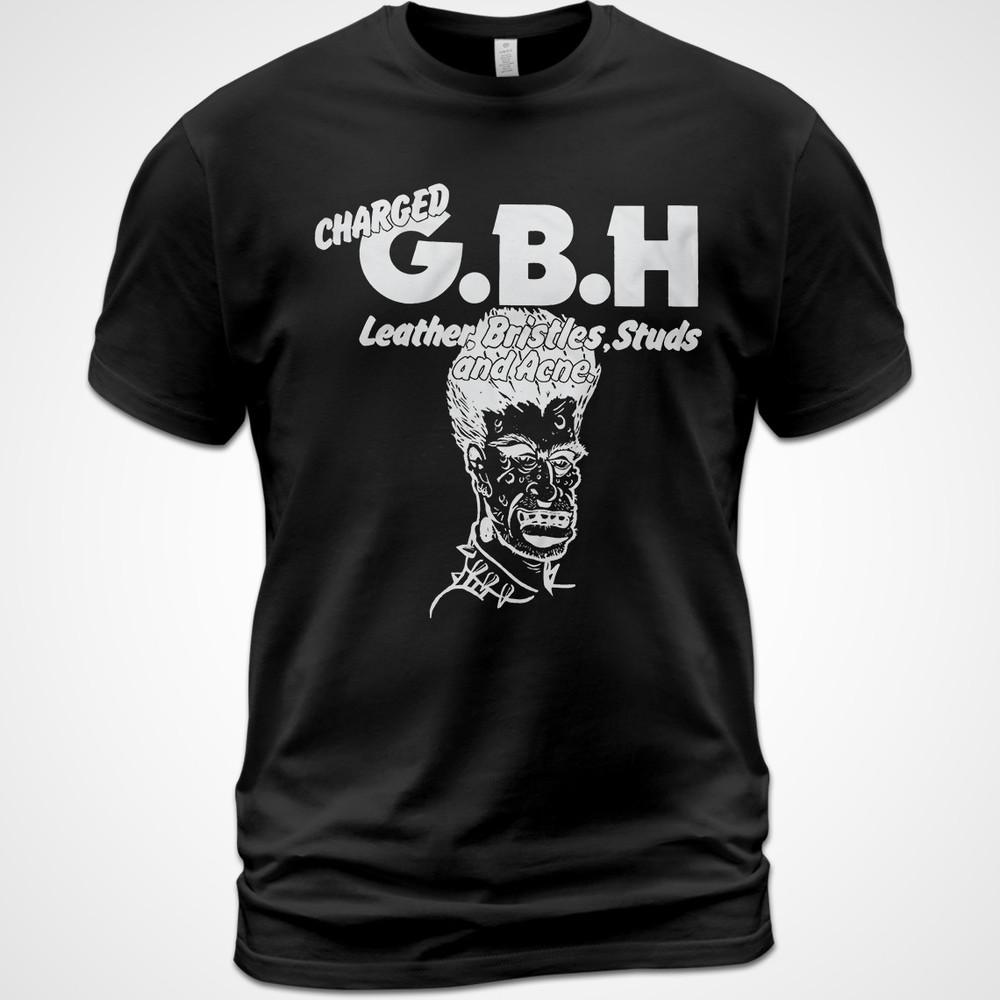 Cotton T-shirt Leather, Bristles, Studs and Acne Charged GBH Music Shirt Unisex T-Shirt M