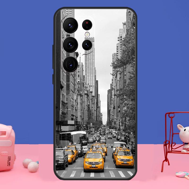 NYC Yellow Taxi Cabs Case For Samsung Galaxy S23 S22 S24 Ultra S8 S9 S10 Plus Note 10 20 Ultra S20 S21 FE Cover