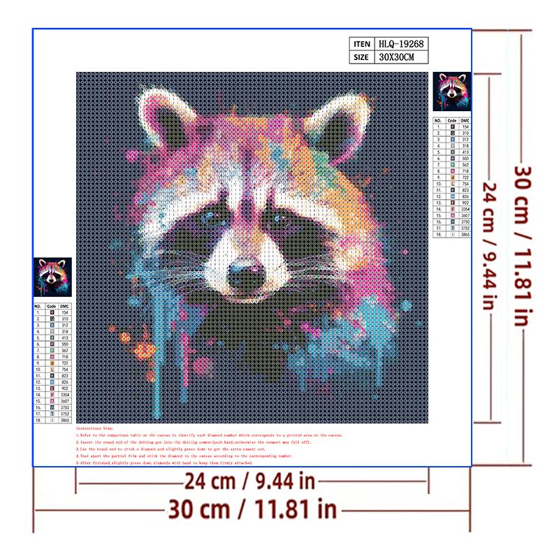 5d DIY Diamond Painting Cross Stitch Watercolor Animal Raccoon Diamond Embroidery Mosaic Full Round Drill Home Decor Arts