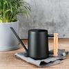 IMEEA Watering Can, 1000ml, Stainless Steel with Wooden Handle, Stylish Gardening Tool, Black