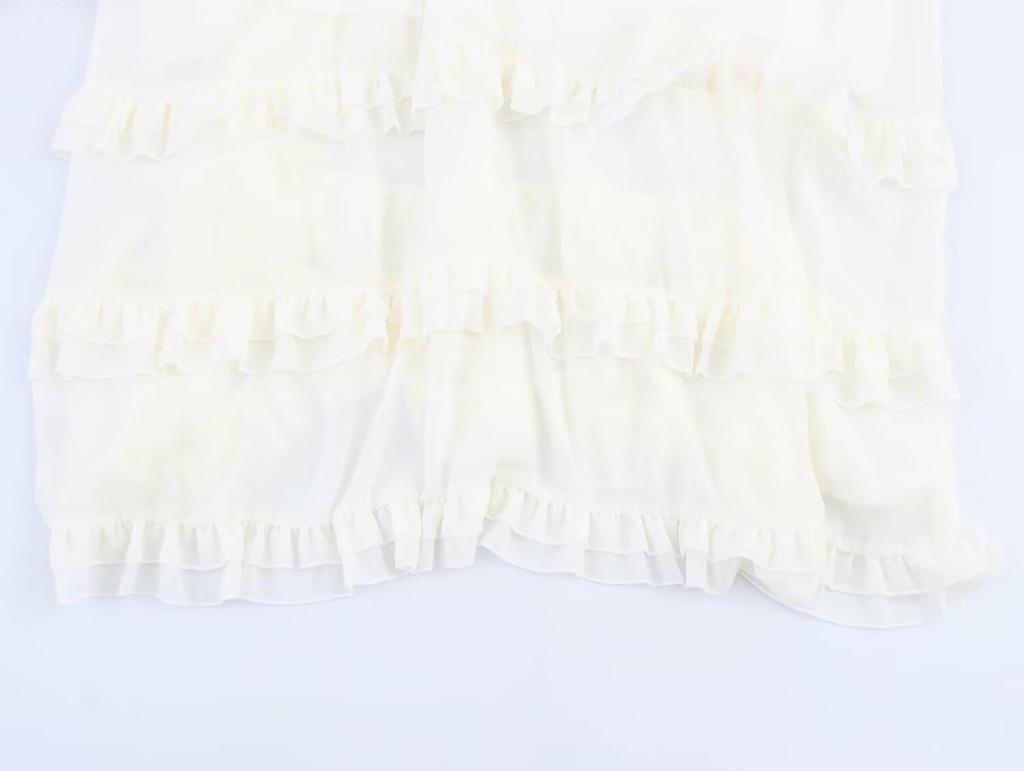 2025 Summer Women's European & American Lace-up Halter Backless Ruffle Long Dress