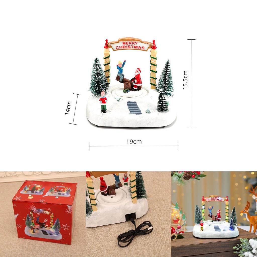 Harz-Drehwippen-Spieluhr Schneeszene Mit Weihnachtsdekoration Für Feiertagsgeschenke Und Schmuckpräsentation