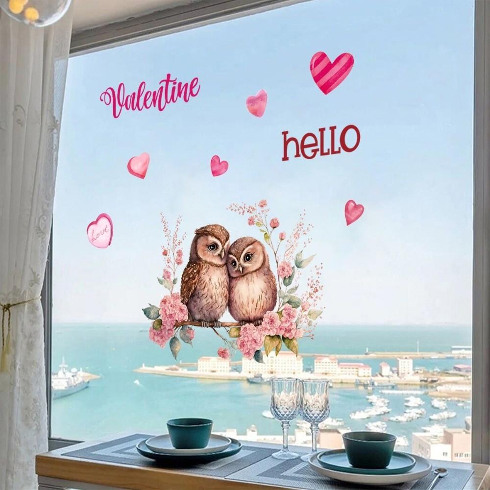 PVC Valentinstag Fensteraufkleber Liebesherz Ballonform Kreative Dekorative Liebesherz Fensteraufkleber Rosa Rot Blume Rose