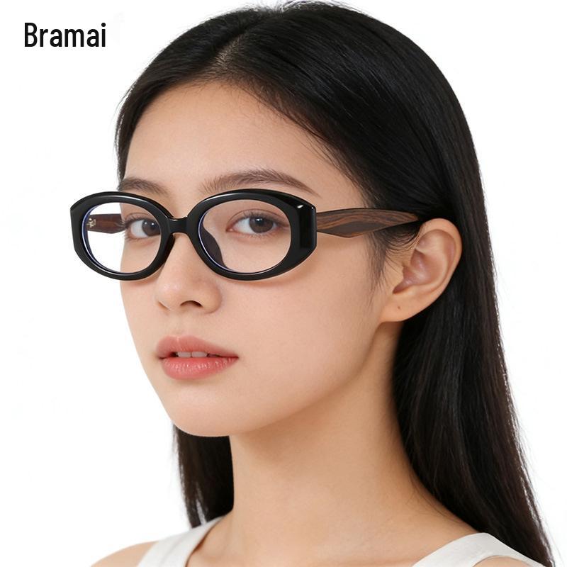 Retro Cat Eye Glasses with Wood Grain, Anti-Blue Light, Prescription Ready, for Women, Fits Square and Round Faces