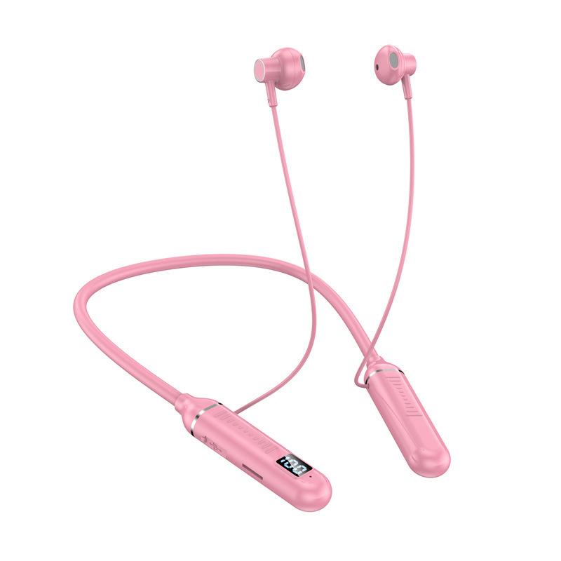 Wireless Bluetooth-compatible Headset LED Digital Display Hanging Neck Stereo Noise Cancelling