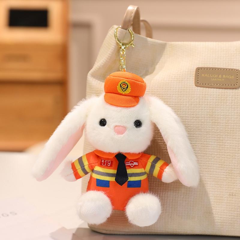 

Stuffed Rabbit Bear Plush Toy Cartoon Animals Dress Up As Police Officer Firefighters Traffic Police Gentle Bunny Doll Gift 16cm
