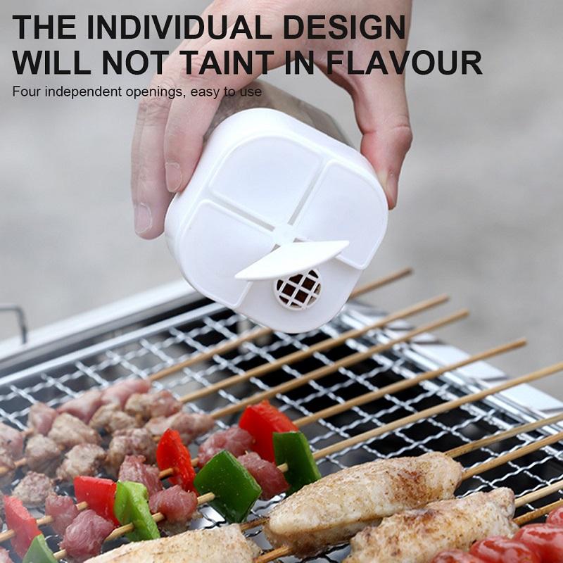 Borcan de condimente pentru grătar Sticla organizator de condimente Recipient pentru condimente de camping în aer liber Forma separată Gadget de bucătărie ZPG