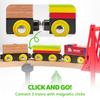 Joyfy 60 Pcs Kids Train Toys Wooden Tracks & 6 Magnetic Trains Expandable Train Set for Toddlers Birthday Christmas Gifts