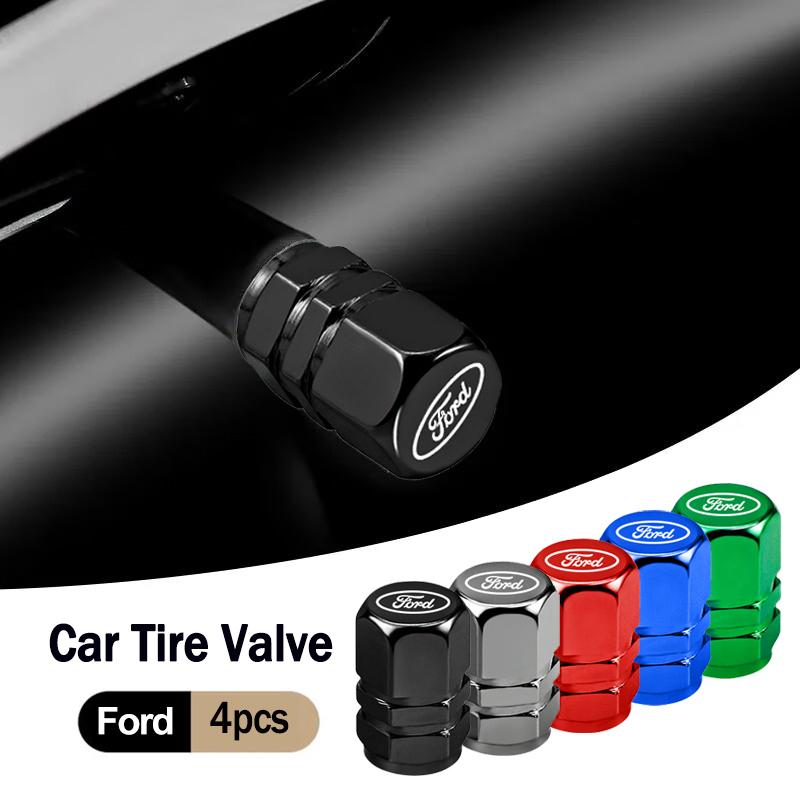 4Pcs Car Tire Valve Caps Emblem Metal Dustproof Cap For Ford Focus Mk2 Mk4 Mk8 Fiesta Mondeo Shelby Ecosport Mustang Puma EscapeLZ7