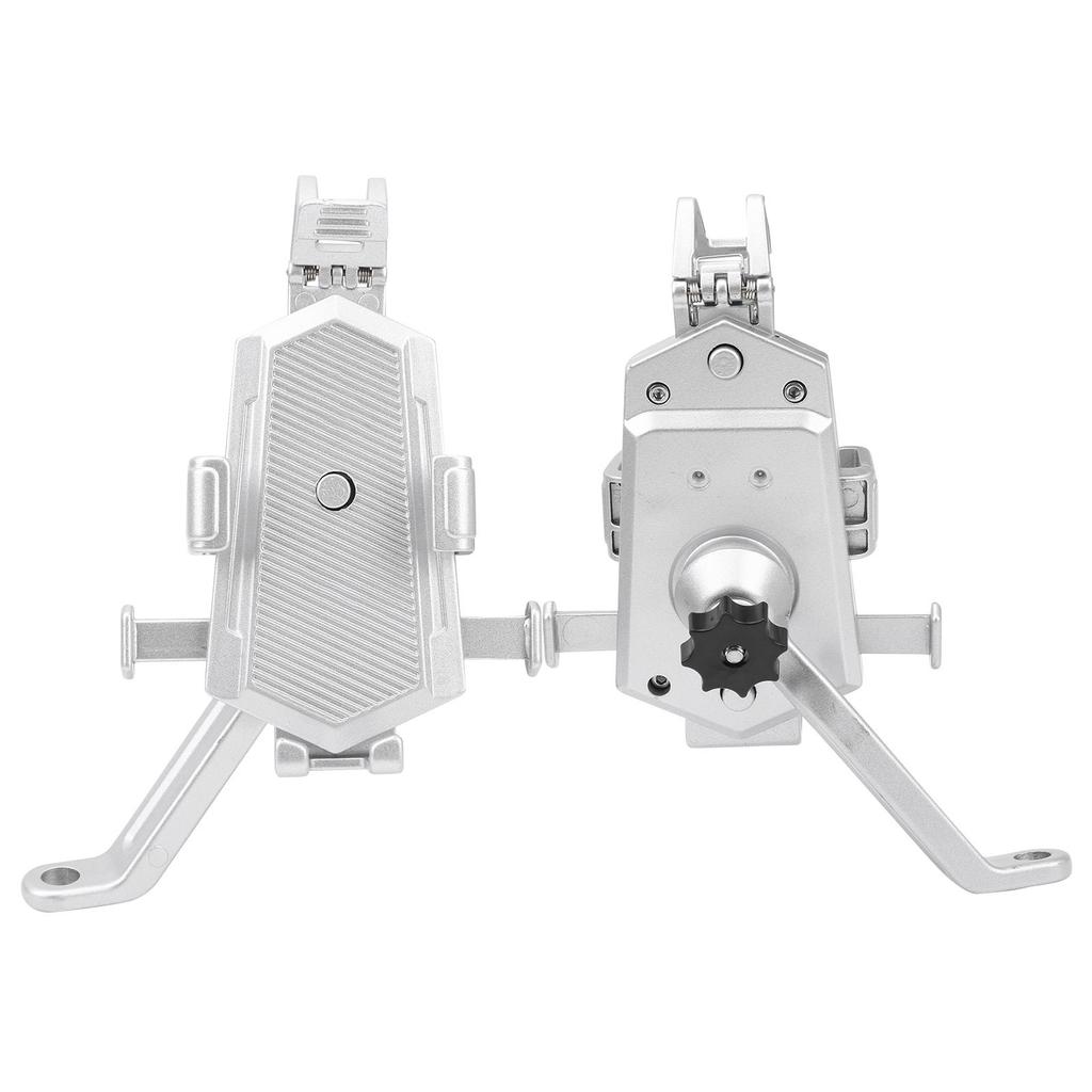 Aluminum Alloy Bike Phone Holder Shockproof Motorcycle Bicycle Cell Phone Stand MountSilver ‑ Rearview Mirror Type