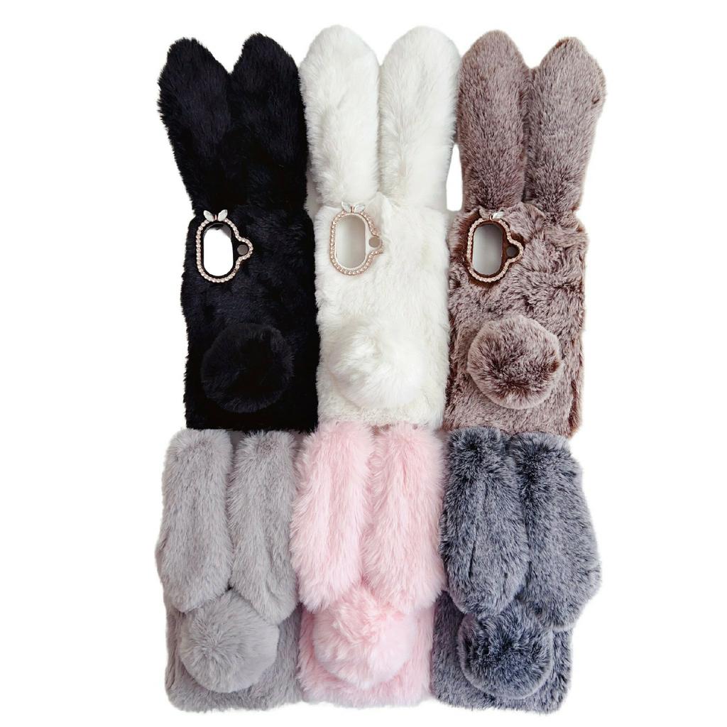 Für iPhone 17 Hülle Plüsch Niedlicher Hase Winter Flauschig TPU Handyhülle