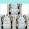 Nylon Girl Backpack With Star Print And Moon Pendant For Casual Travel