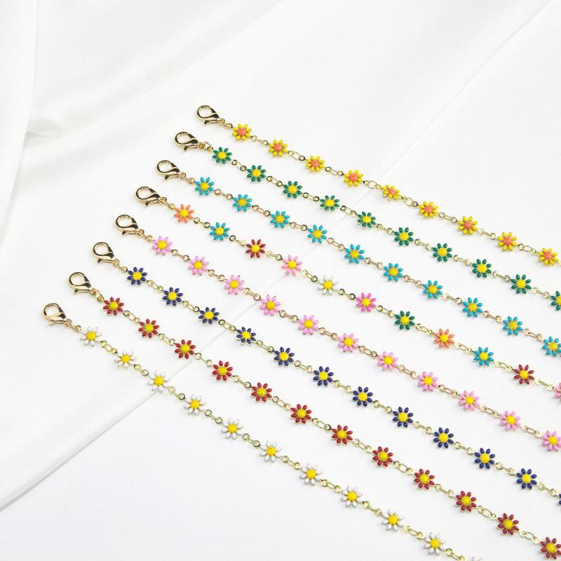 High-End Daisy Anklet with Drip Oil Finish – Simple, Fresh, and Fashionable Jewelry for Girls