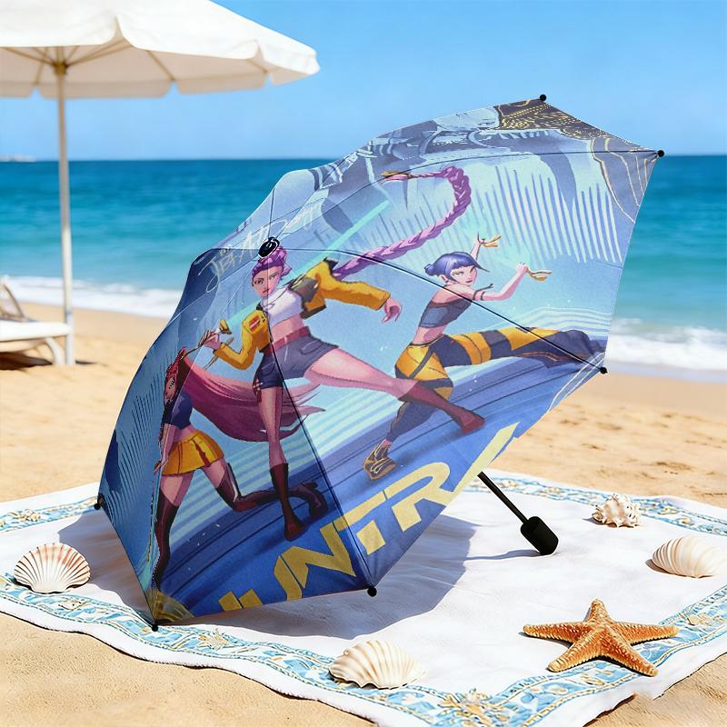 1pc K-Pop Devil Hunter Sweeps the Globe Umbrella Portable Folding Umbrella Iron Frame Hole Bone Structure Outdoor Home Umbrella