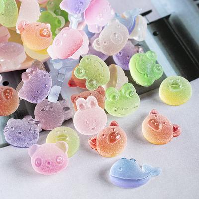 Fournitures de fête à domicile Dessin animé 10 pièces Coque de téléphone Ornement Accessoires Simulation Dégradé de couleur Animal Gummy Perles en vrac Non poreux DIY Patch