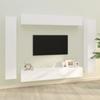 8 piece TV cabinet set white particleboard
