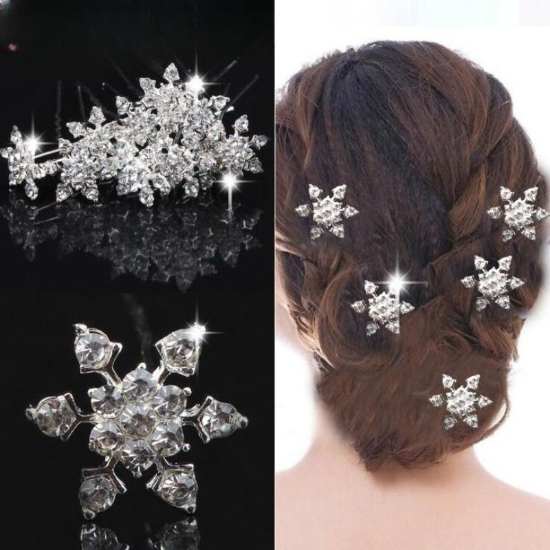3 Stück/10 Stück Hochzeitsparty Brautjungfer Haarschmuck Braut Silber Blau Kristall Spirale Haarnadel Clip Schneeflocke Accessoire