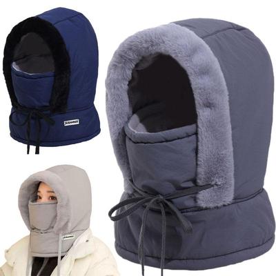 Plush-Lined Thickened Thermal Hat with Face Mask for Men and Women, Ski Winter Face Mask, Winter Camping Hooded