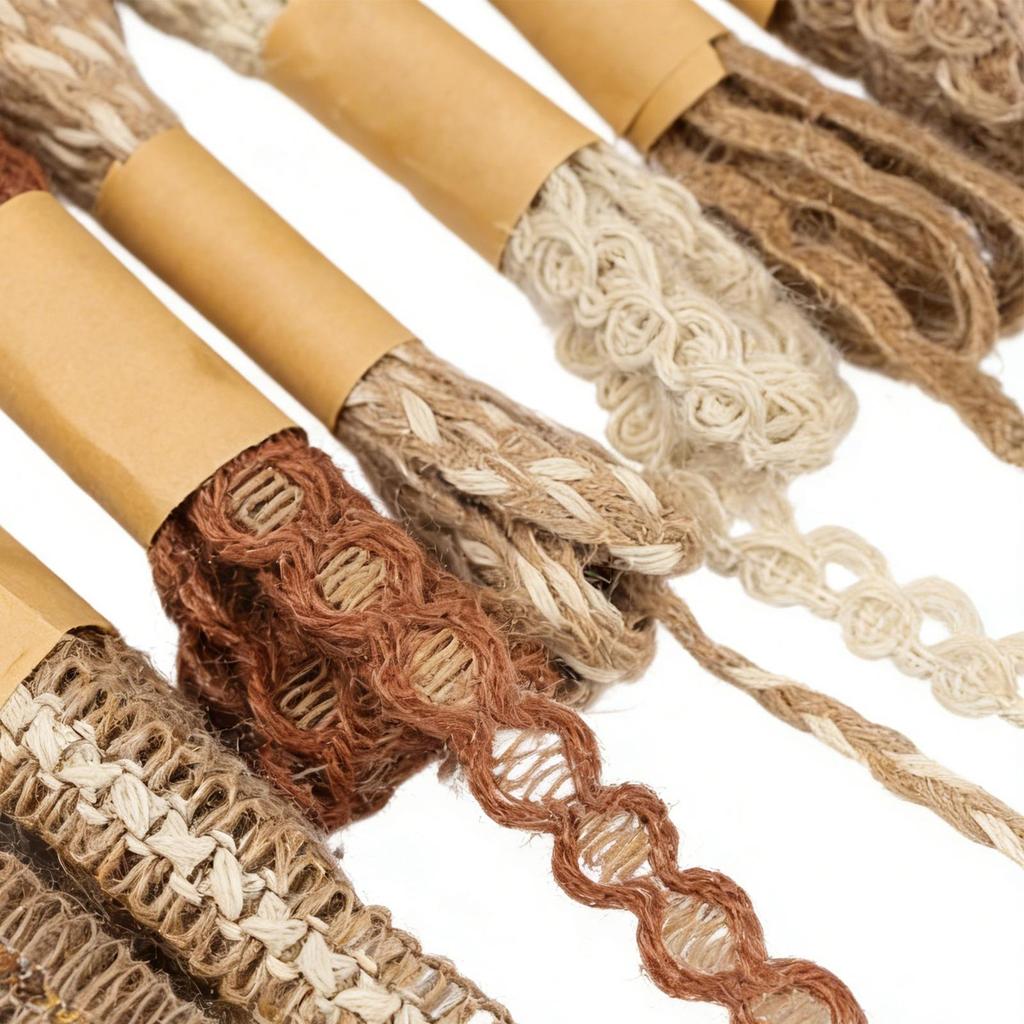 Jute Ribbon 9 Rolls Rope Lace Wedding Trim Vintage Jute Ribbons for Holiday Festival Party Home Wreath Garland Sewing Wrapping