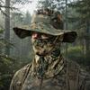 Camouflage Sonnenhut mit Sturmhaube Gesichtsmaske, UV-Schutz Herren Hut mit breiter Krempe, Atmungsaktiver Fischerhut für Outdoor Angeln Wandern Radfahren
