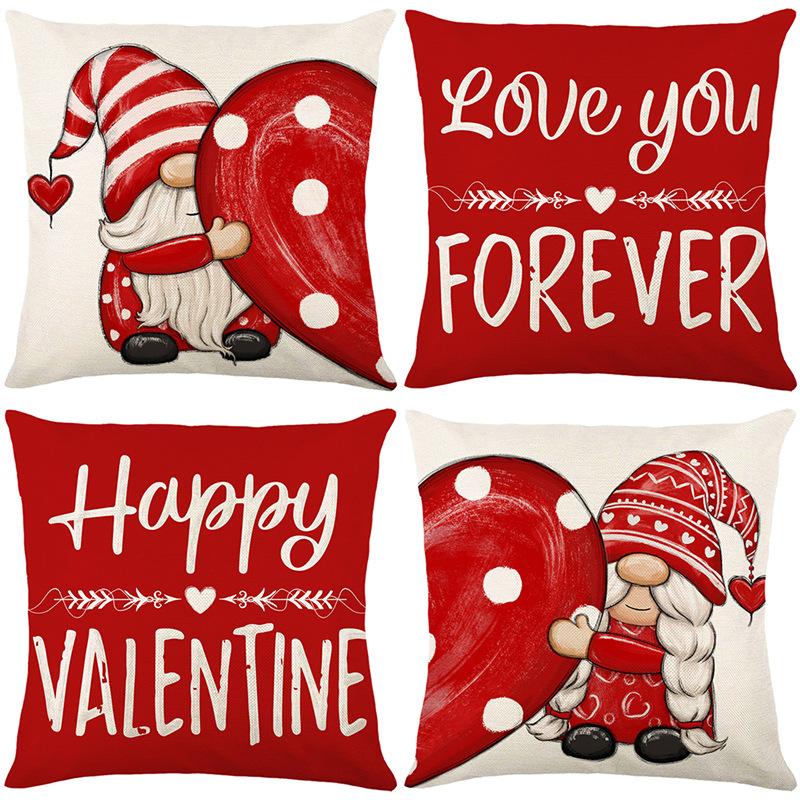 New Valentine's Day Pillow Cover Red Letter Polyester Print Home Sofa Decorative Cushion Cover Cushion Cover
