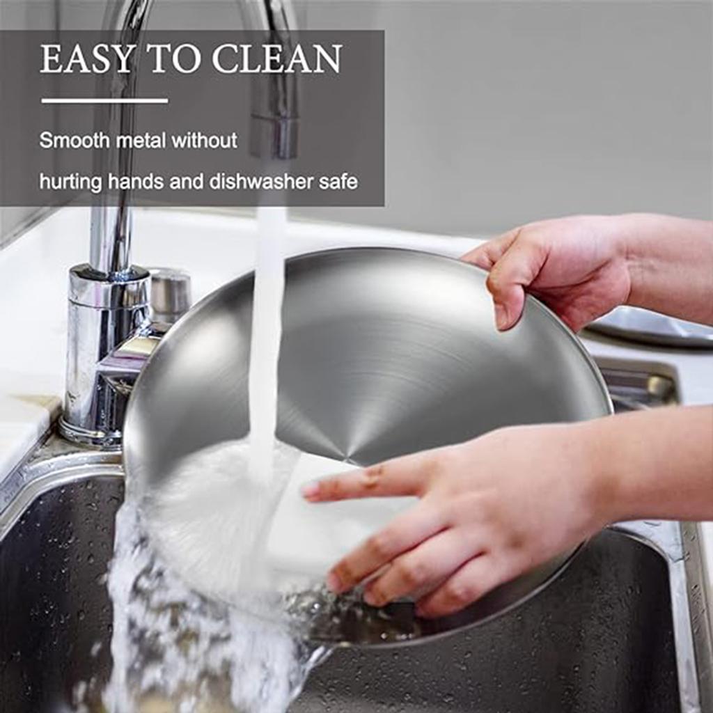 8 Pack Brushed Stainless Steel Plates, Round Kitchen Metal Dish Plates, Camping Serving Plates for BBQ, Snack, Salad, Appetizer, Fruit, Cookies