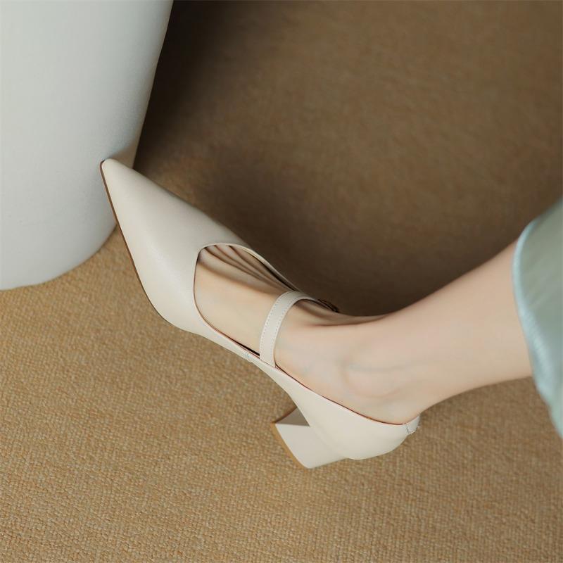 Taoffen Escarpins décontractés pour femmes Fil à coudre Bout pointu Talon haut Mode Souple Talon moyen Solide Décontracté Chaussures pour femme de bureau