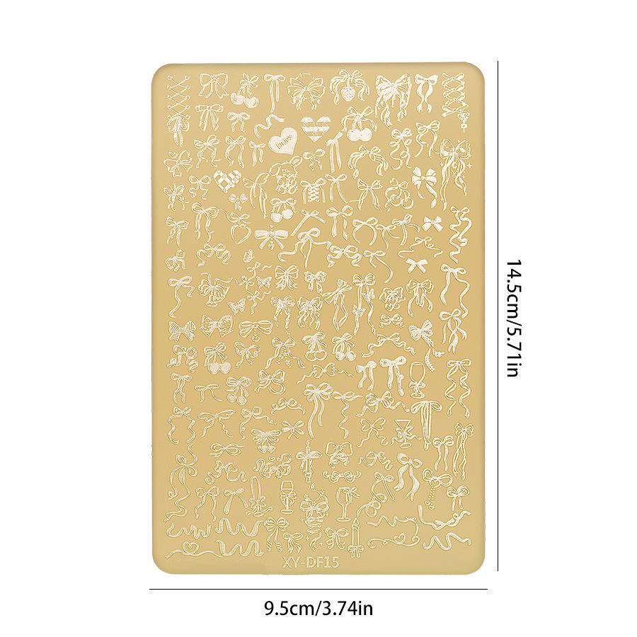 Gold 2025 Bowknot Floral Nail Stamping Plate