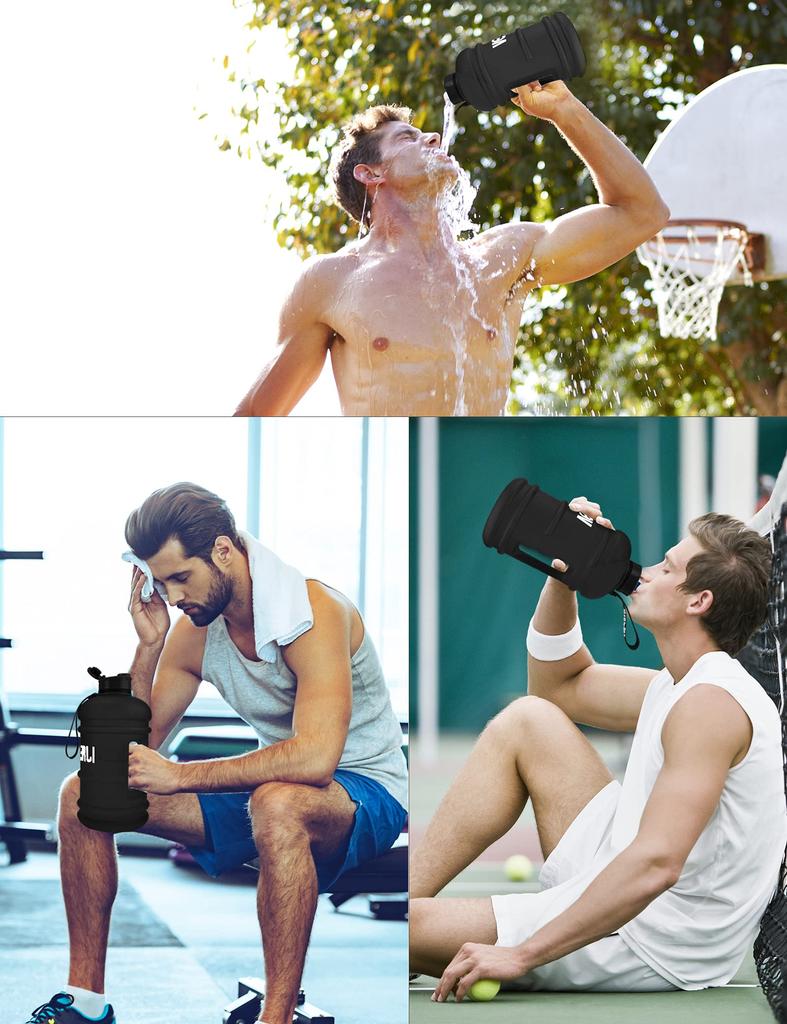 VENNERLI Half Gallon Water Sports Water Bottle with Reusable Plastic Water Hydro Bottle for and Outdoor Activities Bottle, 2.2L Large, Handle, 72oz,