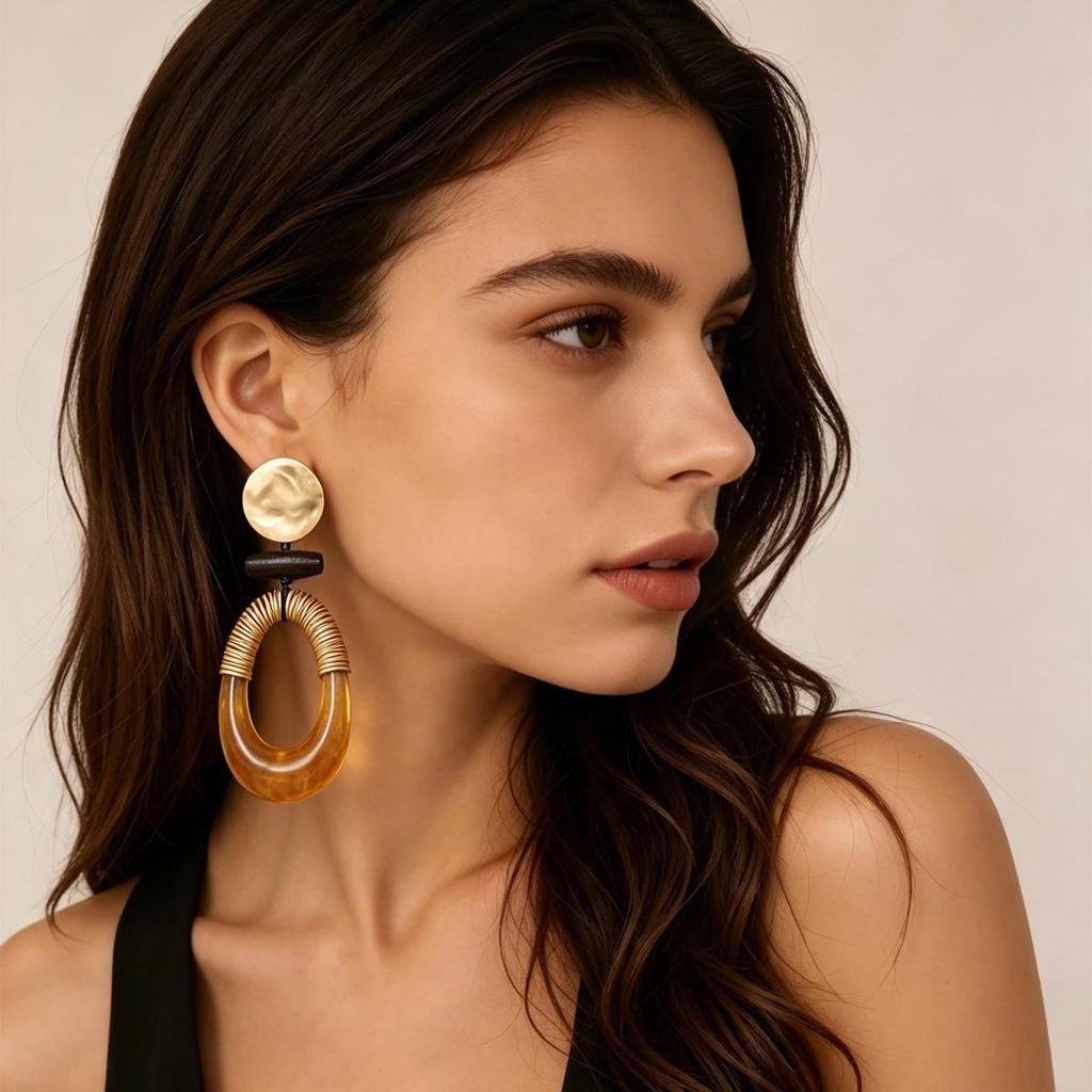 Elegant Melard Geometric Oval Dangle & Disc Stud Earrings for Women