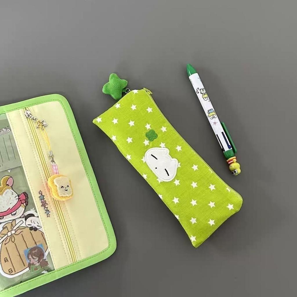 Star Print Pencil Case Double Layered Pen Case 2 Compartments Pen Pouches Portable Pencil Bag Travel Cosmetics Bag