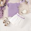 8-12Y Children's Clothing New Girls Spring and Summer Short-sleeved Knitted Top Kids Shorts Suit