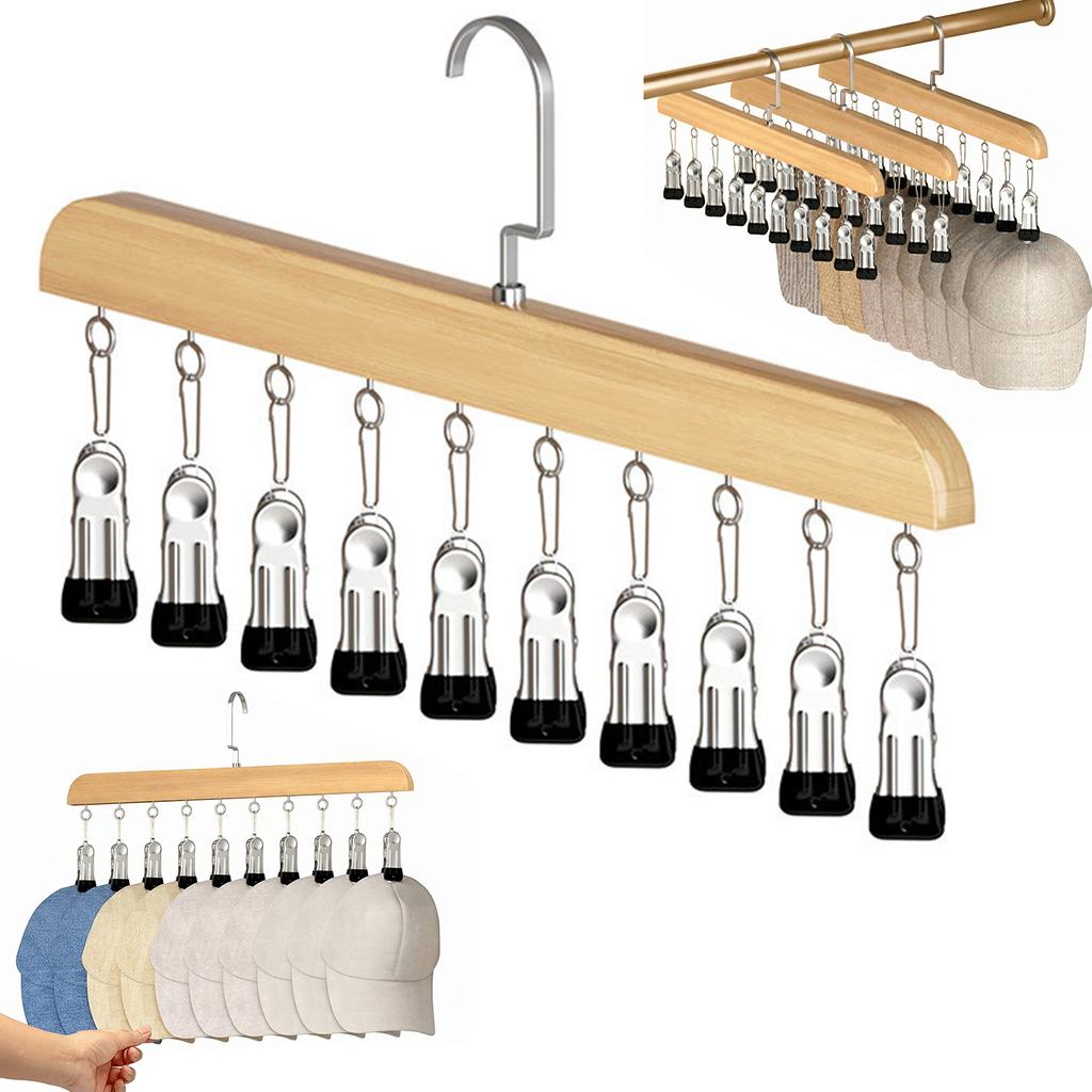 Portable 10 Clips Wooden Yoga Pants Hangers Legging Organizer for Closet Holds 10 Leggings Jeans Hats Shorts Socks 360 Rotating