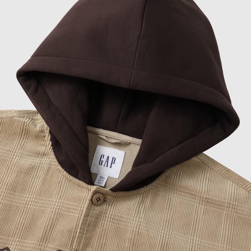 Gap Men's Fall 2025 Logo Plaid Corduroy Hooded Jacket