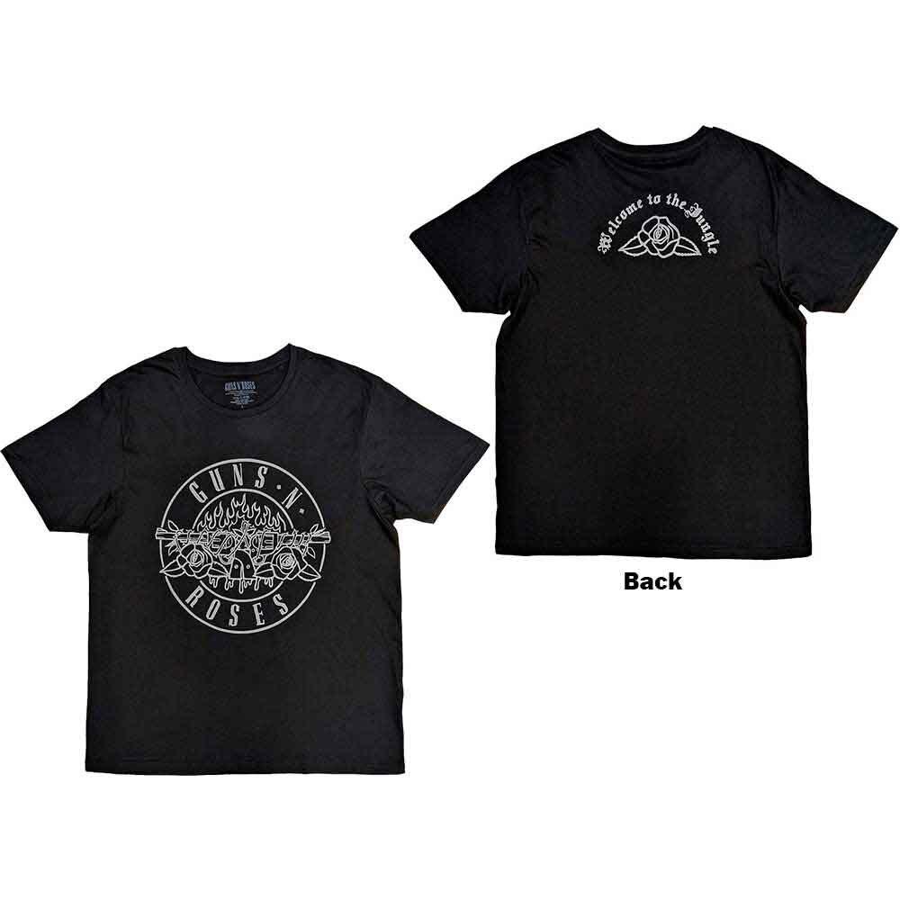 Guns N  Roses Classic Bullet Mono T-Shirt Black New Unisex T-Shirt L