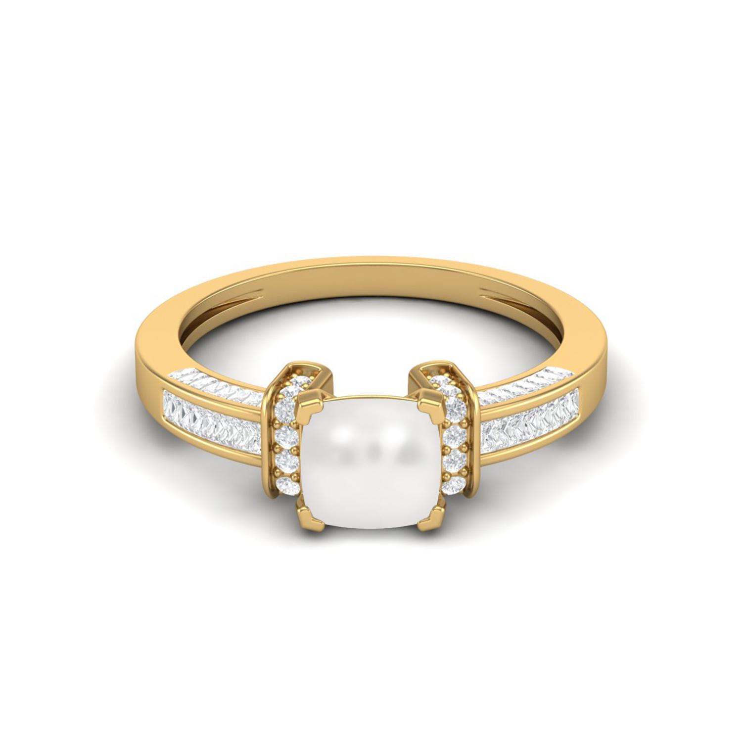 

2.02 Cts Cushion Shape Pearl Art Deco Shank 925 Sterling Silver Gold Vermeil Wedding Women Ring 9 жёлтый