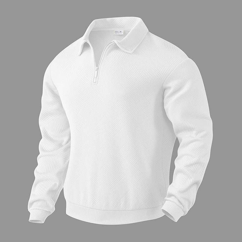 Men'S Long Sleeved Zipper Collar Shirt, Fashionable And Casual Lapel Top