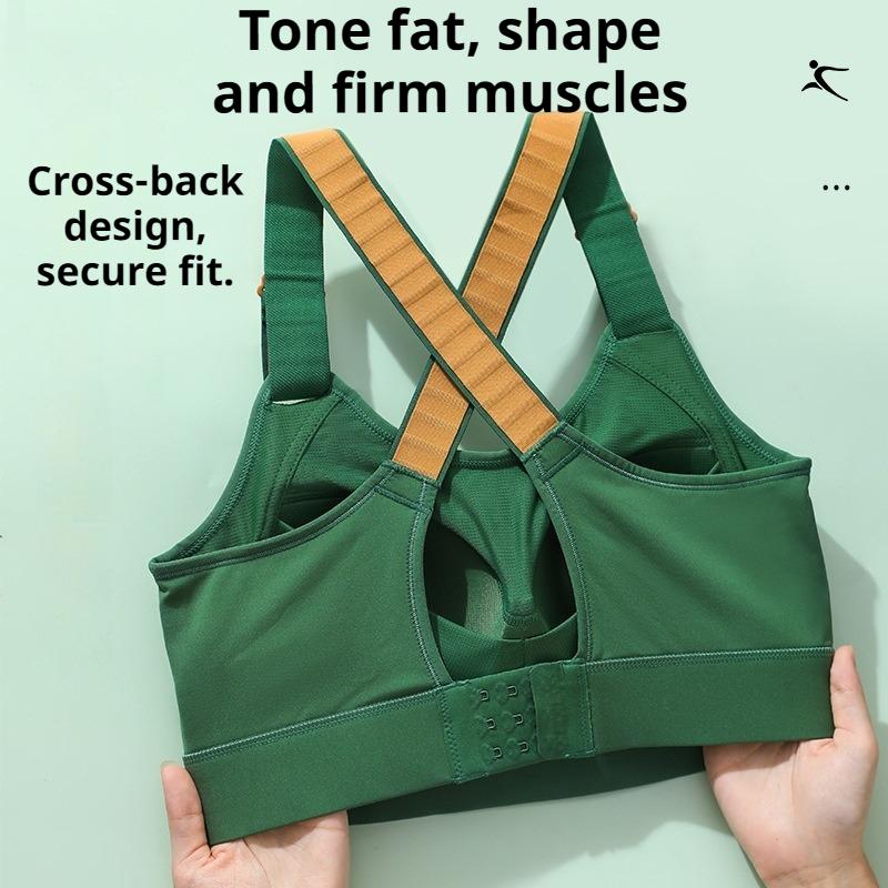 Fashionable Splicing Contrast Color Plus Size Beautiful Back Cross Bra Without Steel Ring Sports Yoga Plus Size Bra