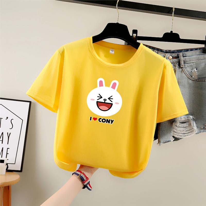 2025 Léto Ležérní volné studentské tričko dívčí trička Harajuku roztomilý kreslený potisk Trička s krátkým rukávem Dámské Y2k topy