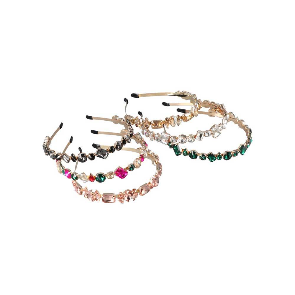 Women Thin Side Luxury Zinc Zinc Alloy Rhinestone Headbands Hair Accessories Crystal Hairband Headwear