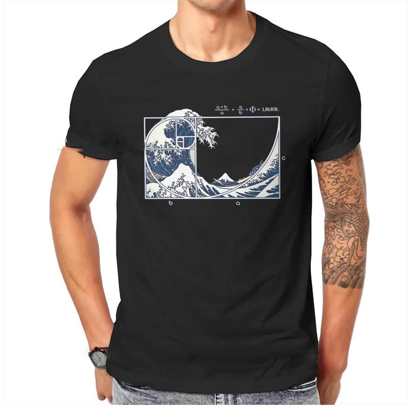 Math Mathematics Meme The Great Fibonacci Wave Tshirt Vintage Alternative Men's Streetwear Tops Cotton Crewneck T Shirt