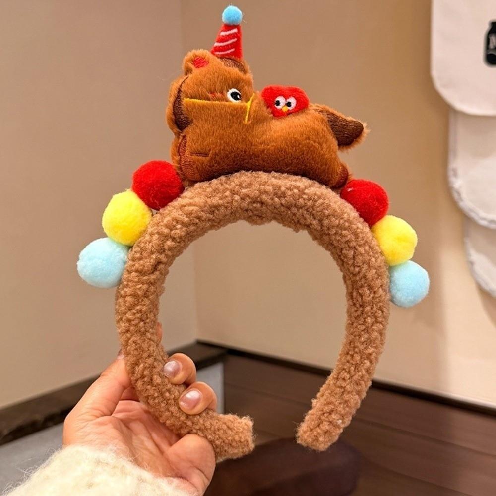 Red Cartoon Horse Hair Hoop Exquisite New Year Mascot Headband Cute Pony Headpiece  Celebration