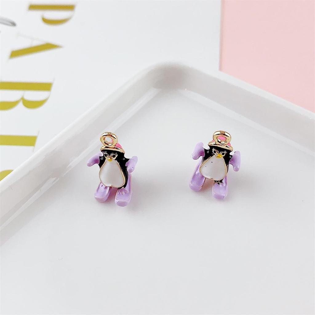 Colorful 3D Elephant & Skiing Penguin Pendant - DIY Jewelry Charm