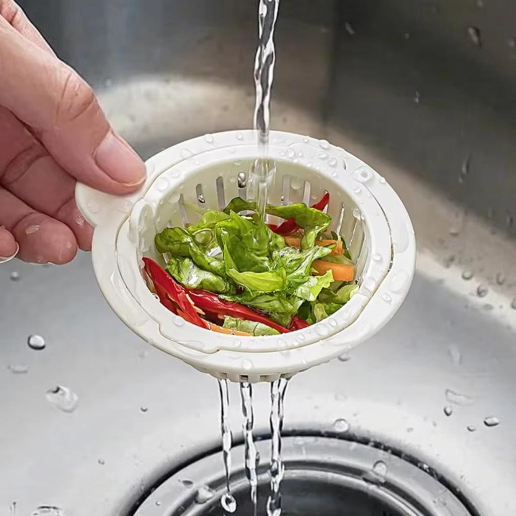 Plastic Round Sink Strainer Basket with Handle for Kitchen Sink Drainage and Food Residue Collection