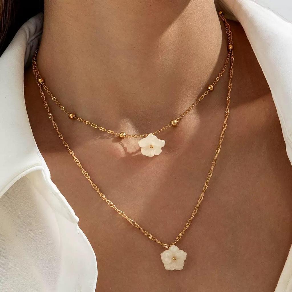 Europäische und amerikanische minimalistische Halskette mit Diamantenanhänger, Damen mehrlagiger Anhänger, Schlüsselbeinkette