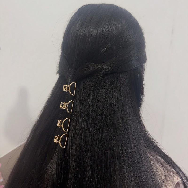 Mini Gold Tone Hollow Out Hair Clips, Sweet Geometry Hair Accessories for Women/Girls Casual Claw Clips Hair Claws Hair Barrettes, School Stuff