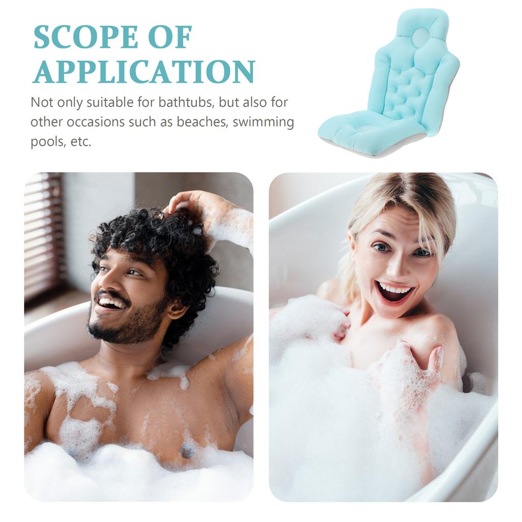 Full Body Bath Pillow Blue Bathtub Cushion Detachable Non-Slip Tub Pillow Seat Portable Shower Bath Mat Seat Bathtub