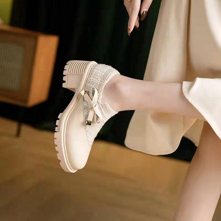 Large Size Mary Jane Shoes Spring and Autumn New Shallow Mouth Round Head with Skirt French Single Shoes Women