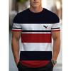 Men Bird Striped T Shirt Short Sleeve O-Neck TShirt Vintage Sport Casual Large Size T-Shirts Men’s